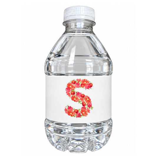 WATER BOTTLE FLORAL LETTER